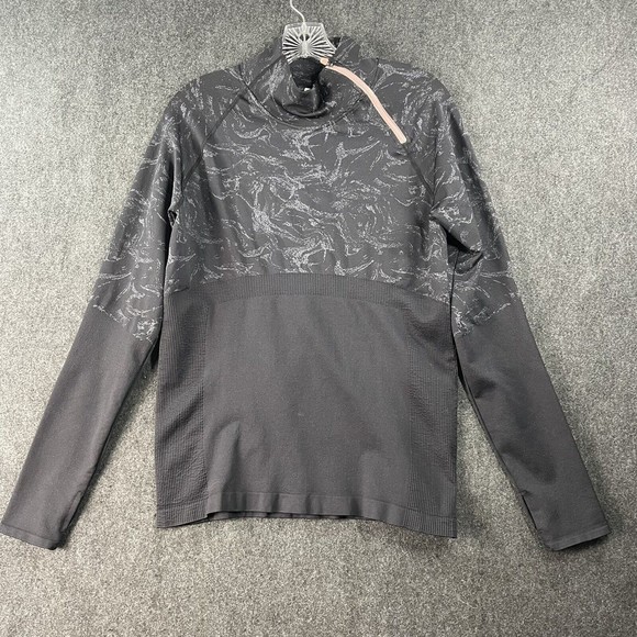 Fabletics Size Large Black Amelie Seamless Mock Neck Zipper Thumbhole EUC - Picture 1 of 6